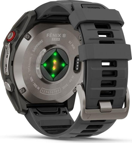 Garmin Fenix 8 Pro - 51 mm - Titan - Sportuhr mit Riemen - Silikon - graphite/black - Handgelenkgre: 127-210 mm - Anzeige 3.556 cm (1.4") (010-03199-11)