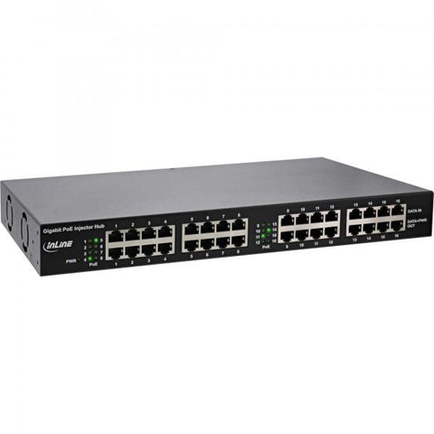 InLine , PoE+ Gigabit Network Injector Hub 16 Port (16x PoE+), 1GBit/s, 19"