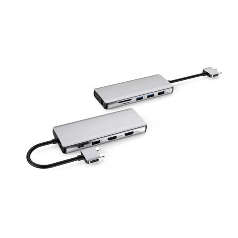 eSTUFF USB-C Dual USB-C Dock USB 3.2 Gen 1 (3.1 Gen 1) Type-C 5000 Mbit/s Alluminio, Metallico