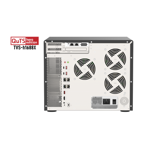 QNAP TVS-H1688X NAS CHASSIS TOWER XEON W-1250 3.3GHz RAM 32GB-12+4 BAY HDD/SSD 2.5"/3.5"-6xRJ45-S.O. QuTS HERO BLACK