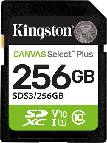 Kingston Technology 256GB SDXC Canvas Select Plus Gen3 150MB/s C10 UHS-I U1 V10 (SDS3/256GB)