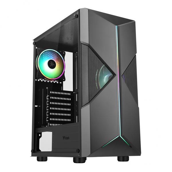ITEK SPACIRC XO MIDDLE TOWER GAMING ATX MICRO ATX MINI-ITX PANNELLO LATERALE IN VETRO TEMPERATO FRONTALE ABS E TRAFORATO 2xUSB 3.0 2x12CM VENTOLE ARGB BLACK