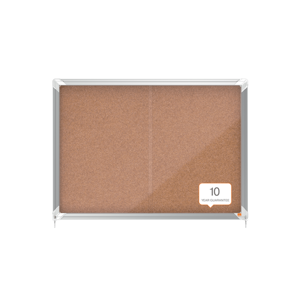 Nobo 1915331 bacheca per appunti Interno Marrone Alluminio (Nobo Premium Plus Cork Lockable Noticeboard Display Case Sliding Door 8 x A4 925x668mm 1915331 DD)