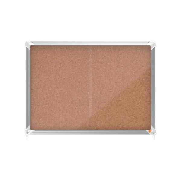 Nobo 1915331 bacheca per appunti Interno Marrone Alluminio (Nobo Premium Plus Cork Lockable Noticeboard Display Case Sliding Door 8 x A4 925x668mm 1915331 DD)