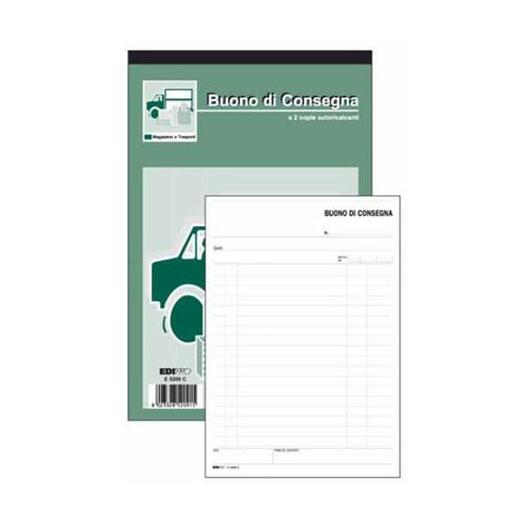 EDIPRO BLOCCO BUONO DI CONSEGNA AUTOCOPIANTE 2 COPIE 230X150MM 100 FOGLI CONF 10 Pz.