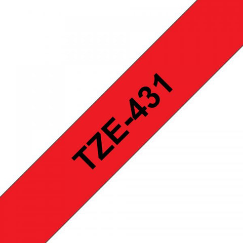 BROTHER TZE431 NASTRO LAMINATO 12MM X 8MT COLORE ROSSO STAMPA NERO