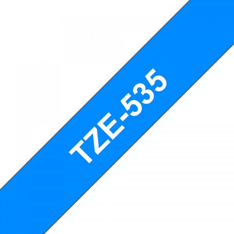 BROTHER TZE535 NASTRO LAMINATO 12MMx8MT COLORE BLU STAMPA BIANCO