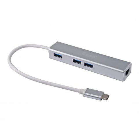 CONCEPTRONIC EQUIP HUB USB-C TO 3PORTE USB-A 3.0 1xPORTA LAN GIGABIT ETHERNET ARGENTO