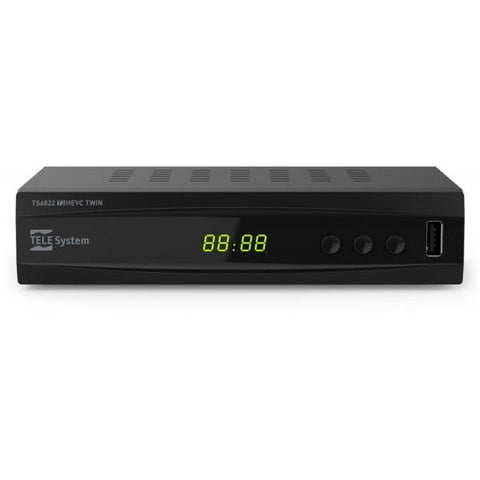 TELESYSTEM TS6822 DECODER TWIN TUNER DIGITALE TERESTRE DVB-T2 HEVC USB COLORE NERO
