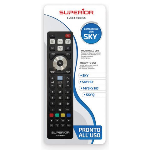 SUPERIOR SUPTRB027 TELECOMANDO UNIVERSALE COMPATIBILE CON I DECODER SKY / SKY HD / MY SKY HD / SKY Q PRONTO ALL'USO