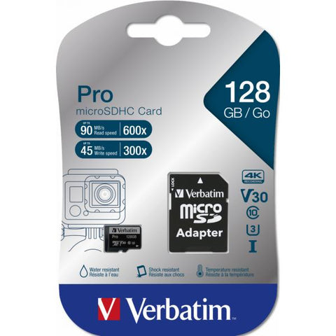 VERBATIM 128GB MICRO SDHC CLASSE 10 ADATTATORE