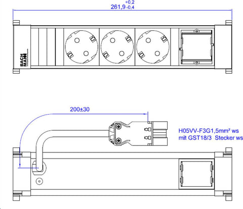 Bachmann Steckdosenleiste 3xCEE7/3 1xCM 0, 2m 916.703 (916.703)