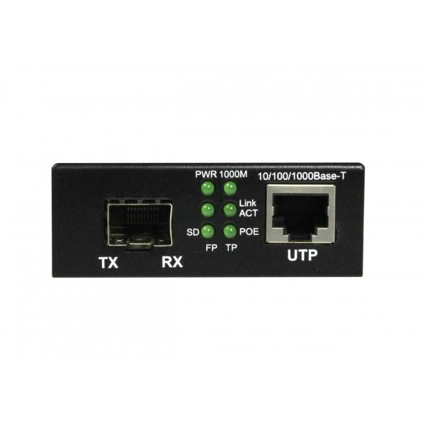 ALLNET ALL-MC202P-SFP1-POE convertitore multimediale di rete 1000 Mbit/s Modalità multipla, Modalità singola Nero