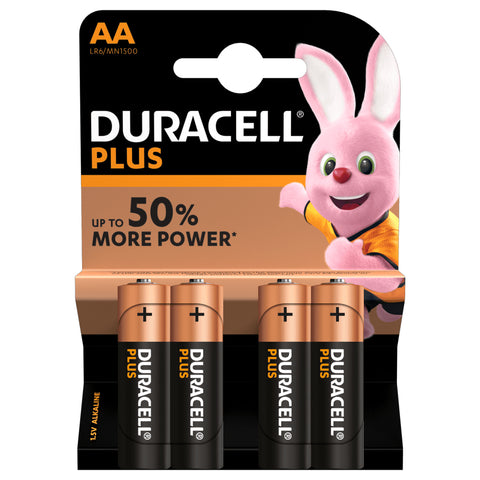 DURACELL PLUS POWER AA MN1500 LR6 BATTERIA STILO ALCALINA CONF 4 Pz.