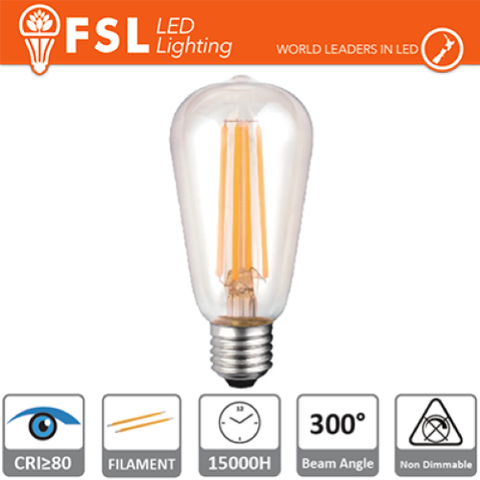 LUCE NATURALE - 4000K LAMPADA FILAMENTO EDISON - 6W 4000K E27