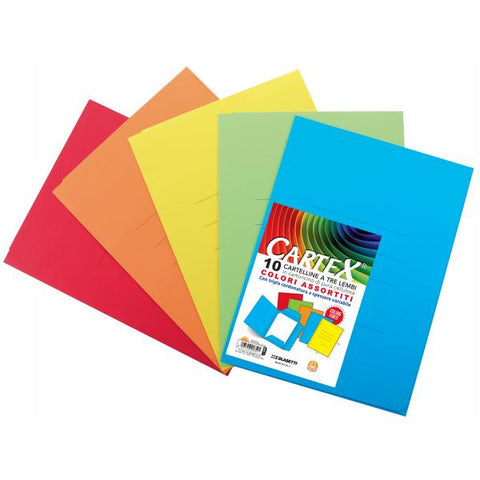 BLASETTI CARTELLA A 3 LEMBI CON STAMPA IN CARTONCINO 250X335 mm A4 COLORI ASSORTITI CONF 10 Pz.