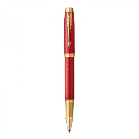 PARKER IM PREMIUM RED GT PENNA ROLLER PUNTA F FINITURE IN ORO INCHIOSTRO NERO