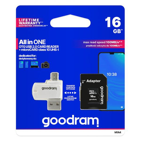 Goodram microSD 16GB CARD class 10 + adpter + card reader - blister