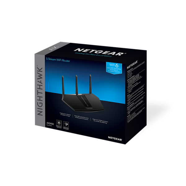 NETGEAR Nighthawk AX/5-Stream AX2400 WiFi 6 Router (RAX30) router wireless Gigabit Ethernet Dual-band (2.4 GHz/5 GHz) Nero