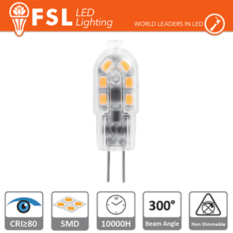 G4 - 1.5W 3000K 120LM >300 39x12x10mm CRI80 DC-12V