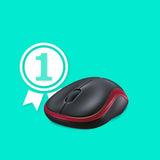 LOGITECH M185 MOUSE WIRELESS USB RED COLORE NERO/ROSSO