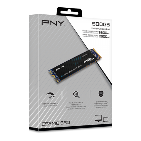 PNY CS2140 SSD 500GB M.2 NVMe PCI Express 4.0 3D NAND LETTURA 3600 MB/s-SCRITTURA 2300 MB/s