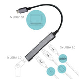 I-TEC METAL HUB USB-C 1xUSB 3.0 3xUSB 2.0 GREY