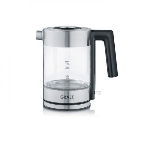 Graef WK300 bollitore elettrico 1 L 2000 W Nero, Acciaio inossidabile, Trasparente
