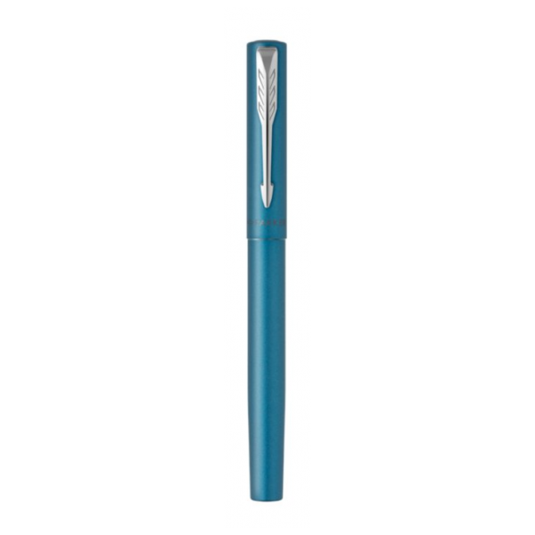 PARKER VECTOR XL PENNA ROLLER PUNTA F CORPO TEAL METALLIZZATO PUNTALE CROMATO INCHIOSTRO NERO CONFEZIONE REGALO