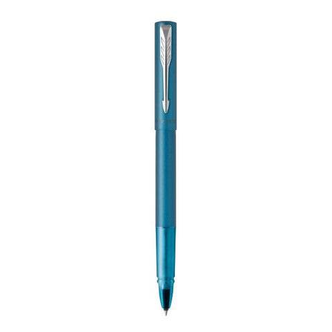 PARKER VECTOR XL PENNA ROLLER PUNTA F CORPO TEAL METALLIZZATO PUNTALE CROMATO INCHIOSTRO NERO CONFEZIONE REGALO