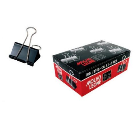 MOLHO LEONE MOLLE FERMACARTE IN METALLO CM 3.2 COL. NERO CONF 12 Pz.