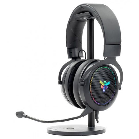 ITEK H500 CUFFIE GAMING CON MICROFONO REMOVIBILE SURROUND 7.1 VIRTUALE CANCELLAZIONE RUMORE ESTERNO ILLUMINAZIONE LED RGB ADATTI PER PC E CONSOLE NERO.