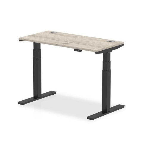 Dynamic Air Slimline Nero, Grigio (Dynamic Air 1200 x 600mm Height Adjustable Desk Grey Oak Top Cable Ports Black Leg HA01253 DD)