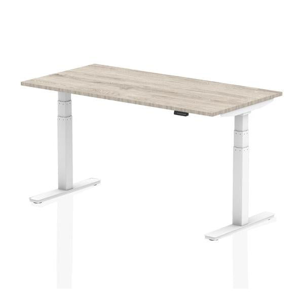 Dynamic Air Grigio, Bianco (Dynamic Air 1600 x 800mm Height Adjustable Desk Grey Oak Top White Leg HA01166 DD)