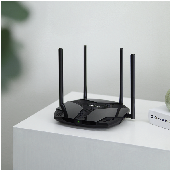 MERCUSYS MR80X ROUTER WI-FI 6 DUAL-BAND AX3000 2.4/5GHz 3 PORTE LAN GIGABIT 1 PORTA WAN GIGABIT- 4 ANTENNE FISSE DESKTOP NERO
