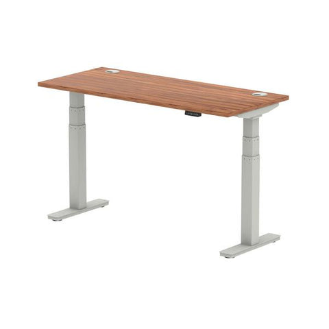 Dynamic Air Slimline Argento, Noce (Dynamic Air 1200 x 600mm Height Adjustable Desk Walnut Top Cable Ports Silver Leg HA01125 DD)
