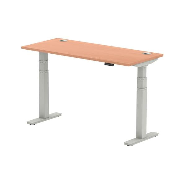 Dynamic Air Slimline Silver, Wood (Dynamic Air 1400 x 600mm Height Adjustable Desk Beech Top Cable Ports Silver Leg HA01122 DD)