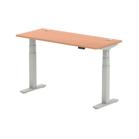 Dynamic Air Slimline Argento, Legno (Dynamic Air 1400 x 600mm Height Adjustable Desk Beech Top Cable Ports Silver Leg HA01122 DD)