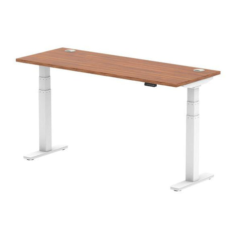 Dynamic Air Slimline Noce, Bianco (Dynamic Air 1600 x 600mm Height Adjustable Desk Walnut Top Cable Ports White Leg HA01147 DD)