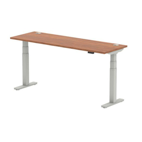 Dynamic Air Slimline Argento, Noce (Dynamic Air 1800 x 600mm Height Adjustable Desk Walnut Top Cable Ports Silver Leg HA01128 DD)