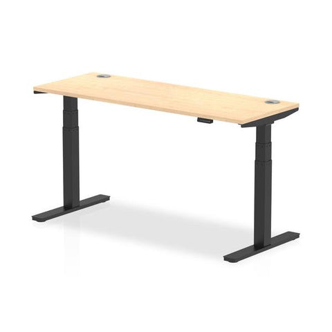 Dynamic Air Slimline Nero, Colore acero (Dynamic Air 1600 x 600mm Height Adjustable Desk Maple Top Cable Ports Black Leg HA01239 DD)