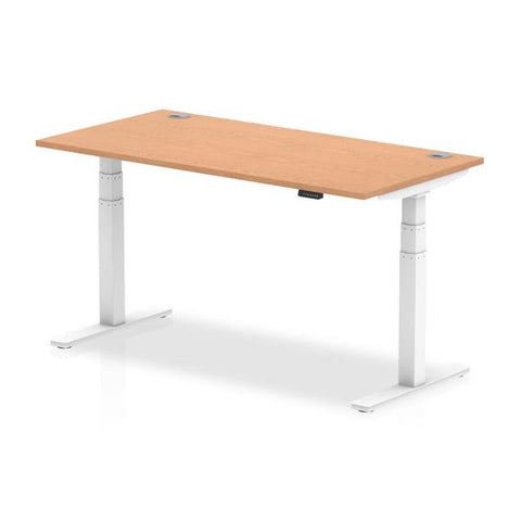 Dynamic Air Colore quercia, Bianco (Dynamic Air 1600 x 800mm Height Adjustable Desk Oak Top Cable Ports White Leg HA01119 DD)