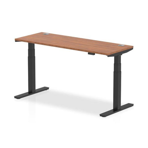 Dynamic Air Slimline Nero, Noce (Dynamic Air 1600 x 600mm Height Adjustable Desk Walnut Top Cable Ports Black Leg HA01231 DD)