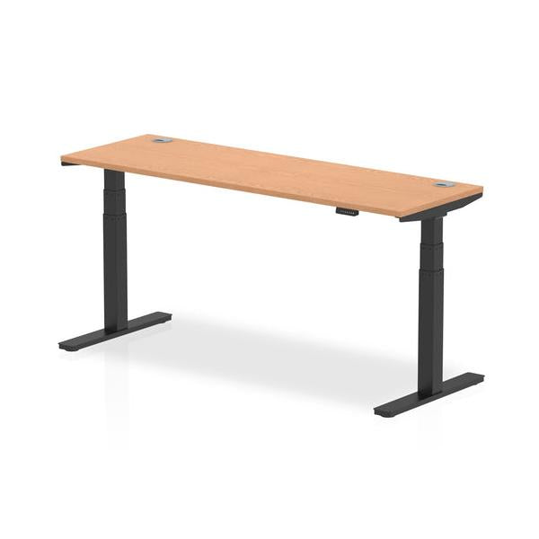 Dynamic Air Slimline Nero, Colore quercia (Dynamic Air 1800 x 600mm Height Adjustable Desk Oak Top Cable Ports Black Leg HA01244 DD)