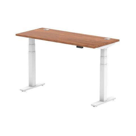 Dynamic Air Slimline Noce, Bianco (Dynamic Air 1400 x 600mm Height Adjustable Desk Walnut Top Cable Ports White Leg HA01146 DD)