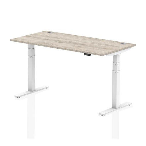 Dynamic Air Grigio, Bianco (Dynamic Air 1600 x 800mm Height Adjustable Desk Grey Oak Top Cable Ports White Leg HA01174 DD)