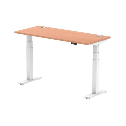 Dynamic Air Slimline Bianco, Legno (Dynamic Air 1400 x 600mm Height Adjustable Desk Beech Top Cable Ports White Leg HA01142 DD)