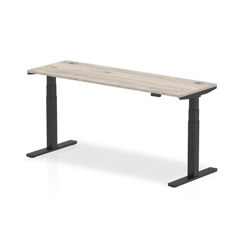 Dynamic Air Slimline Nero, Grigio (Dynamic Air 1800 x 600mm Height Adjustable Desk Grey Oak Top Cable Ports Black Leg HA01256 DD)