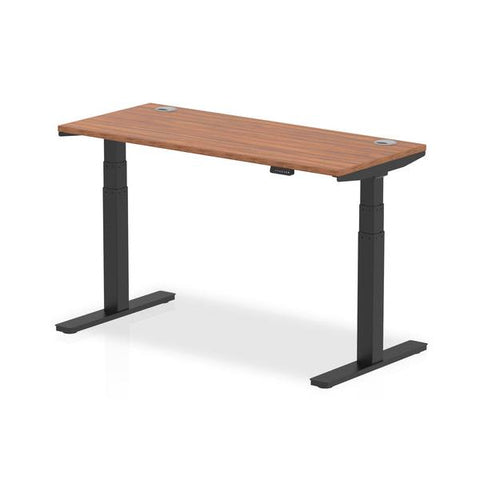 Dynamic Air Slimline Nero, Noce (Dynamic Air 1200 x 600mm Height Adjustable Desk Walnut Top Cable Ports Black Leg HA01229 DD)