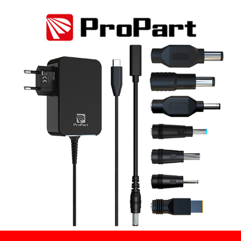 Propart Alimentador GaN Tipo C 90W + 7 Conectores DC nero